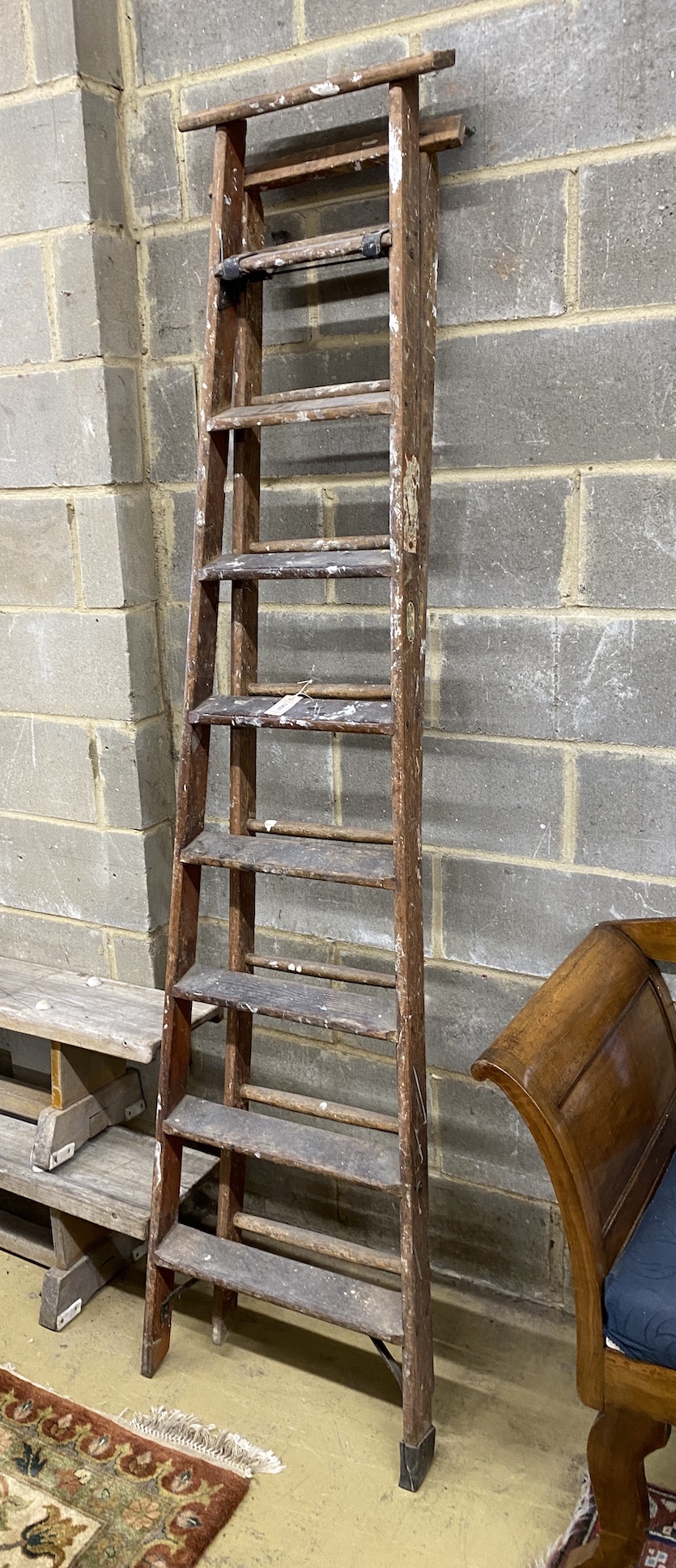 A vintage Slingsby step ladder, height approximately 227cm